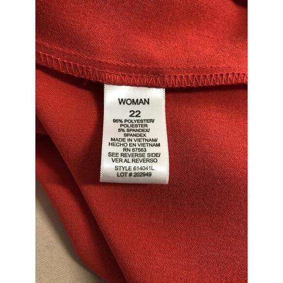 Dressbarn Woman Dress Plus 22 Fluter Sleeve Boho Preppy Boat Neck Zipper Red - Picture 6 of 7